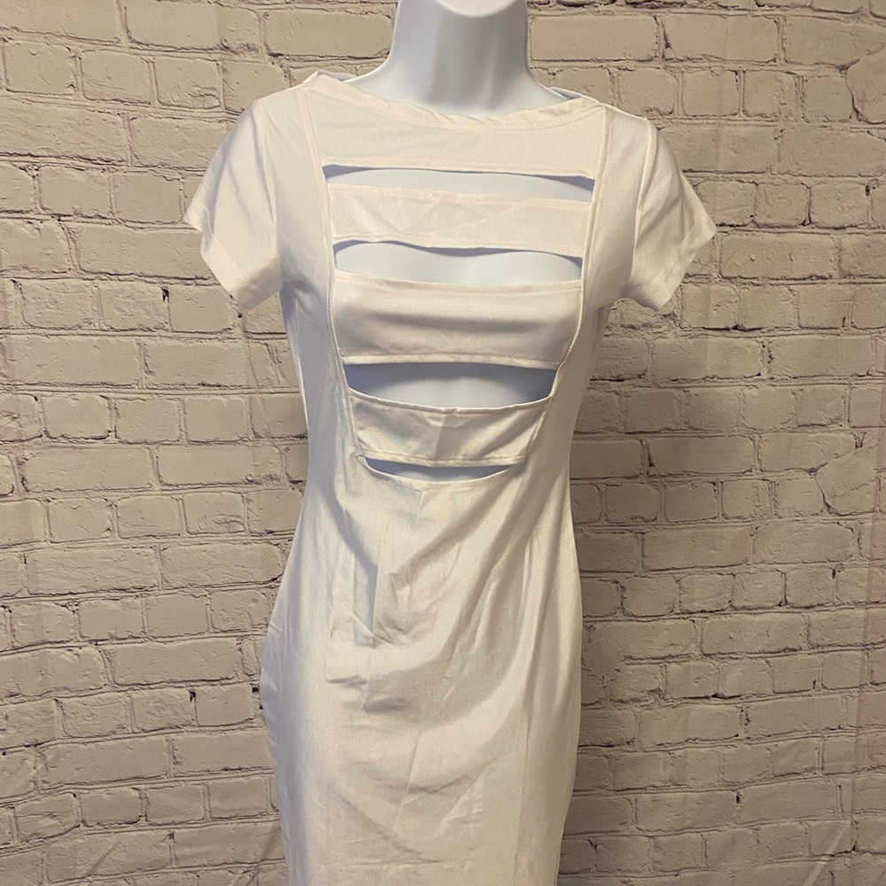 Polyester and spandex bodycon cutout front dress